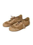 Khaki Tassel Woven Ballet Sneakers