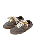 Brown Embroidered Patchwork Loafers