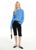 Blue Slogan Long-Sleeve Tee