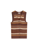 Brown Striped Buttoned Knit Top