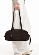 Coffee Brown Suede Bowling Bag