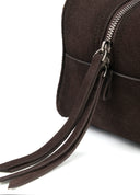 Coffee Brown Suede Bowling Bag