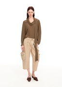 Draped Silk Tie-Neck Blouse