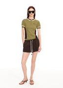 Half-Zip Contrast Knit Top