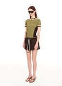 Half-Zip Contrast Knit Top