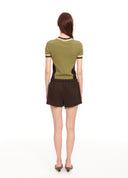 Half-Zip Contrast Knit Top