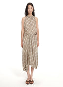 Plaid asymmetric bubble dress