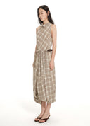 Plaid asymmetric bubble dress