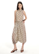 Plaid asymmetric bubble dress