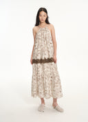 Resort Lace Panel Printed Maxi Dress