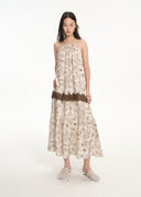 Resort Lace Panel Printed Maxi Dress