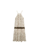 Resort Lace Panel Printed Maxi Dress