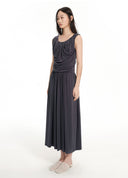 Draped Collar Sleeveless Dress