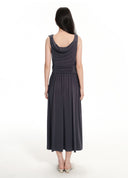 Draped Collar Sleeveless Dress