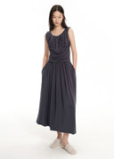 Draped Collar Sleeveless Dress