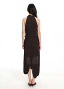 Deep Brown Draped Off-Shoulder Dress