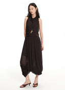 Deep Brown Draped Off-Shoulder Dress