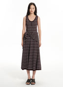 Striped U-Neck Knit Maxi Dress