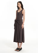 Striped U-Neck Knit Maxi Dress