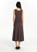 Striped U-Neck Knit Maxi Dress