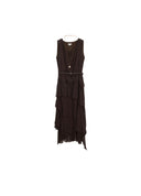 Dark Brown Ruffled Sleeveless Maxi Dress