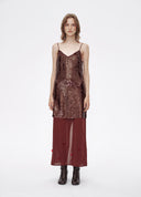 V-Neck Sequin Satin Slip Dress