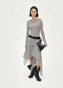 Grey Asymmetric Knit Dress