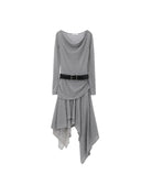 Grey Asymmetric Knit Dress