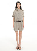 Pinstripe draped romper