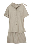 Pinstripe draped romper