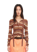Brown Striped Tie Cardigan