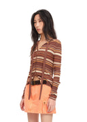 Brown Striped Tie Cardigan