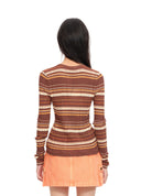 Brown Striped Tie Cardigan