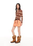 Brown Striped Tie Cardigan