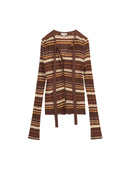 Brown Striped Tie Cardigan