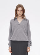 Sequin-Collar Cashmere Knit