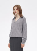 Sequin-Collar Cashmere Knit