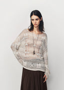 Gradient Irregular Openwork Knit Pullover