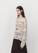 Gradient Irregular Openwork Knit Pullover