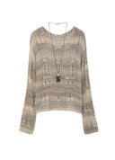 Gradient Irregular Openwork Knit Pullover