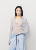 Blue Slim Fit Polo Collar Knit Pullover