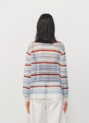 Relaxed Blue Red Striped Contrast Knit Sweater