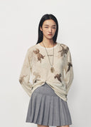 Off White Floral Knit Pullover