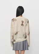 Off White Floral Knit Pullover