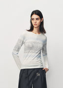 Printed Ultra Lightweight White Wool Sweater