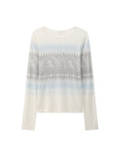 Printed Ultra Lightweight White Wool Sweater