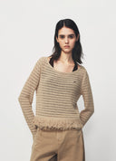 Crochet Raw Edge Knit Pullover