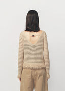 Crochet Raw Edge Knit Pullover