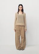 Crochet Raw Edge Knit Pullover