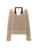 Crochet Raw Edge Knit Pullover